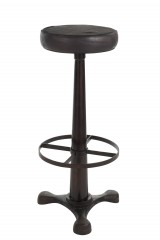 BAR STOOL BLACK METAL LEATHER - CHAIRS, STOOLS